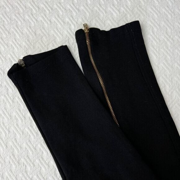 Zara Basic Women's XS Black Gold Zippers Pull On High Waist Leggings Y2K Skinny - Picture 5 of 11